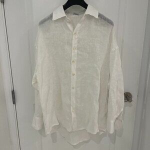 Vitamin A Playa Oversized Linen Shirt Coverup SMALL